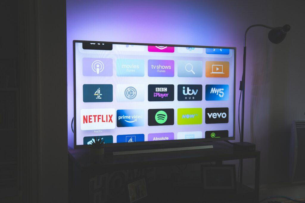 IPTV streaming on smart TV in modern living room